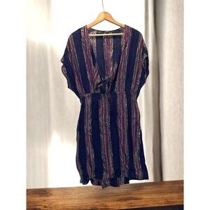 Rails M Charlotte Linen Mini Dress in Trinidad Stripe with Tie Front